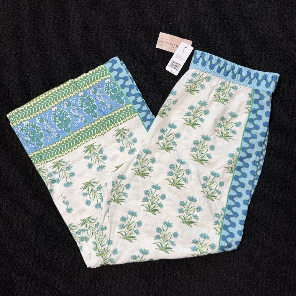 Philosophy Wide Leg Floral Print Pants Size L NWT Whimsical Boho Casual Beach